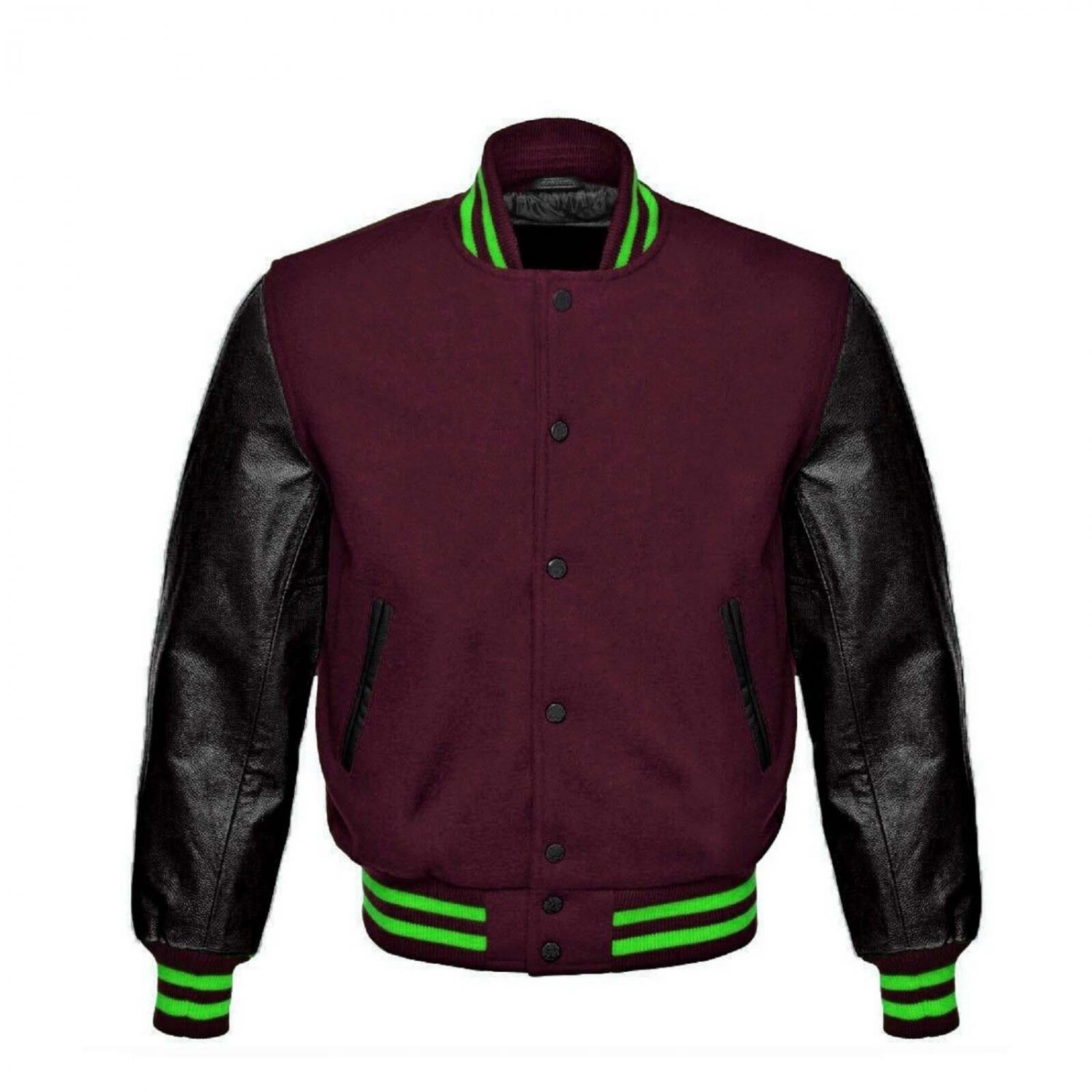 New DC Letterman Baseball Maroon wool Black leather  sleeves varsity jacket size M