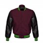 New DC Letterman Baseball Maroon wool Black leather sleeves varsity jacket size L
