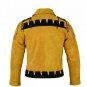 WESTERN COW BOY JACKET TAN BROWN SUEDE LEATHER MEN WITH BEAUTIFUL FRINGE ARTICLE 7921 SIZE 2XL