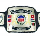 CWA CONTINENTAL WRESTLING ASSOCIATION WRESTLING CHAMPIONSHIP BELT ADULT SIZE BLACK LEATHER STRAP