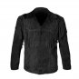 WESTERN COW BOY JACKET BLACK SUEDE LEATHER MEN WITH BEAUTIFUL FRINGE ARTICLE 2711 SIZE 3XL