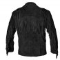 WESTERN COW BOY JACKET BLACK SUEDE LEATHER MEN WITH BEAUTIFUL FRINGE ARTICLE 2711 SIZE 3XL