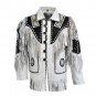 WESTERN COW BOY JACKET TAN WHITE SUEDE LEATHER MEN WITH BEAUTIFUL FRINGE ARTICLE 5730 SIZE 2XL