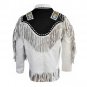 WESTERN COW BOY JACKET TAN WHITE SUEDE LEATHER MEN WITH BEAUTIFUL FRINGE ARTICLE 5730 SIZE S