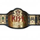 WORLDS GREATEST KISS WRESTLING CHAMPIONSHIP BELT ADULT SIZE BLACK LEATHER STRAP