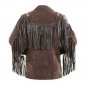 WESTERN COW BOY JACKET DARK BROWN SUEDE LEATHER MEN WITH BEAUTIFUL FRINGE ART NO R5893 SIZE S