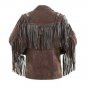 WESTERN COW BOY JACKET DARK BROWN SUEDE LEATHER MEN WITH BEAUTIFUL FRINGE ART NO R5893 SIZE L