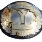 Y DIVISION CHAMPION WRESTLING CHAMPIONSHIP CUSTOM 3D DUAL PLATED NICKLE BELT BLACK LEATHER STRAP