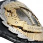 Y DIVISION CHAMPION WRESTLING CHAMPIONSHIP CUSTOM 3D DUAL PLATED NICKLE BELT BLACK LEATHER STRAP