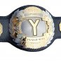 Y DIVISION CHAMPION WRESTLING CHAMPIONSHIP CUSTOM 3D DUAL PLATED NICKLE BELT BLACK LEATHER STRAP