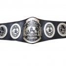 MISSISSIPPI HEAVYWEIGHT WRESTLING CHAMPIONSHIP BELT BLACK LEATHER STRAP ADULT SIZE