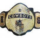 COW BOYS AMERICA,S TEAM WRESTLING CHAMPIONSHIP BELT BLACK LEATHER STRAP ADULT SIZE