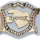 MIDDLE EAST QPW WRESTLING CHAMPIONSHIP BELT ADULT SIZE WHITE LEATHER STRAP