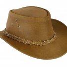 Western Cowboy Leather Hat Aussie Style Unisex Brown Hat Size 55 to 56 S