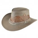 Western Cowboy Leather Hat Aussie Style Unisex Brown Hat rt768 Size 55 to 56 S