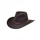 Western Cowboy Leather Hat Aussie Style Unisex Black Hat d5858 Size 60 XL