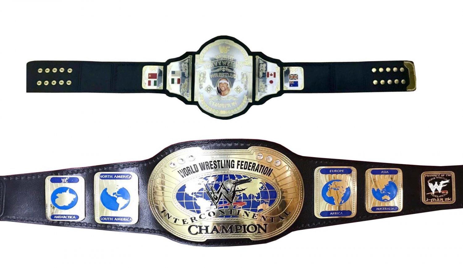 HULK HOGAN 86 AND INTERCONTINENTAL IC OVAL WRESTLING CHAMPIONSHIP 2 BELT DEAL ADULT SIZE