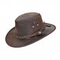 Western Cowboy Leather Hat Aussie Style Bush Distress Brown Hat FG5390 Size 61 to 62 2XL