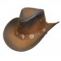 Western Cowboy Leather Hat Aussie Style Bush Distress Brown Hat DH6589 Size 61 to 62 2XL