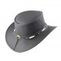 Western Cowboy Leather Hat Aussie Style Bush Distress Black Hat VJ789 Size 61 to 62 2XL