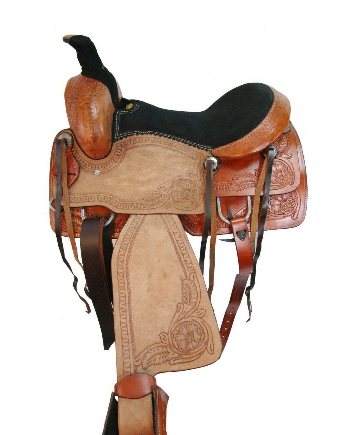 WESTERN HORSE SADDLE TOOLED LEATHER TRAIL PLEASURE PREMIUM QUALITY ...