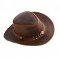 Western Cowboy Leather Hat Aussie Style Bush Distress Brown Hat Size 61 to 62 2XL