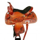 WESTERN HORSE SADDLE ARABIAN TOOLED LEATHER TRAIL PLEASURE PREMIUM QUALITY BROWN COLOR SIZE 15