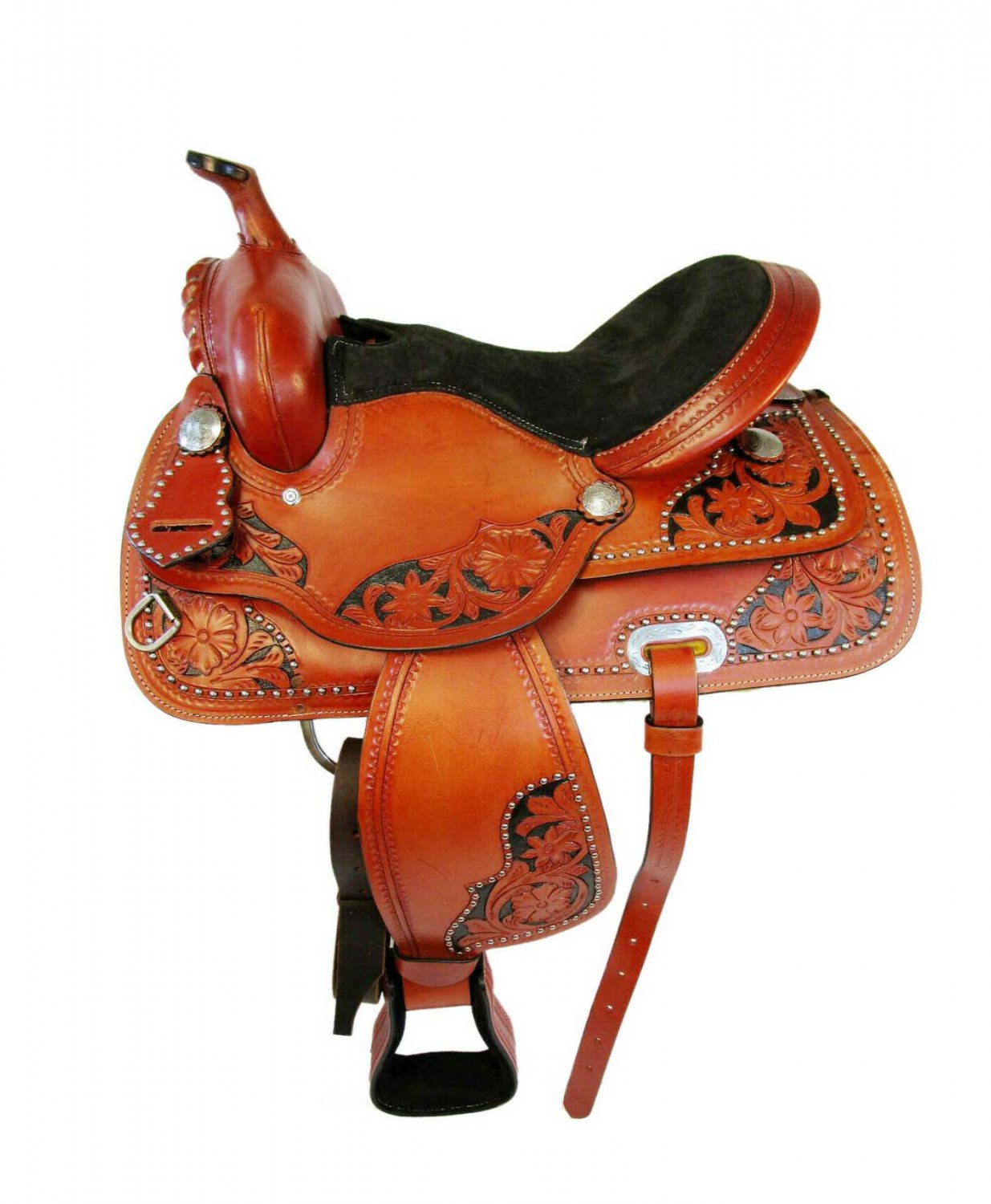 WESTERN HORSE SADDLE ARABIAN TOOLED LEATHER TRAIL PLEASURE PREMIUM QUALITY BROWN COLOR SIZE 22