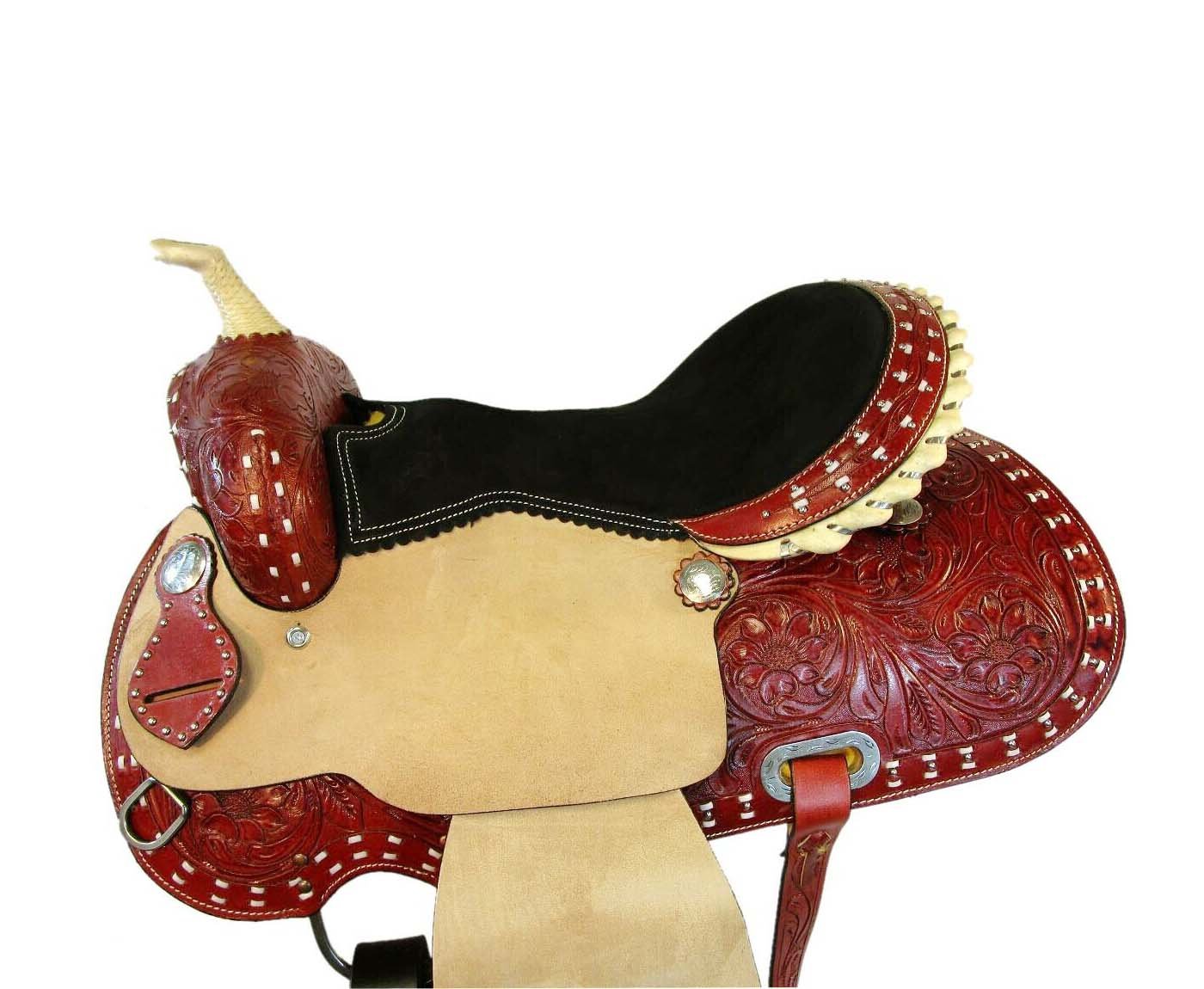 WESTERN HORSE SADDLE RANCH ROPING TOOLED LEATHER TRAIL PLEASURE PREMIUM QUALITY BROWN COLOR SIZE 18