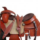 WESTERN HORSE SADDLE TOOLED LEATHER TRAIL DEEP SEAT PLEASURE PREMIUM QUALITY BROWN COLOR SIZE 14