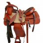 WESTERN HORSE SADDLE TOOLED LEATHER TRAIL DEEP SEAT PLEASURE PREMIUM QUALITY BROWN COLOR SIZE 16