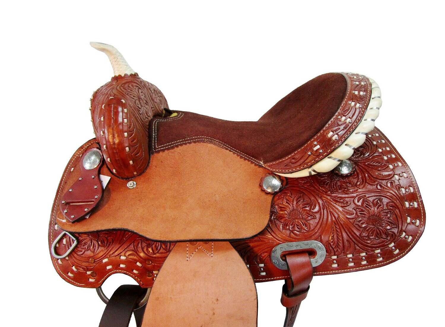 WESTERN HORSE SADDLE RIDDING LOVERS LEATHER TRAIL PLEASURE PREMIUM QUALITY BROWN COLOR SIZE 17