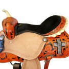 WESTERN HORSE SADDLE TACK SET TOOLED LEATHER TRAIL PLEASURE PREMIUM QUALITY BROWN COLOR SIZE 16