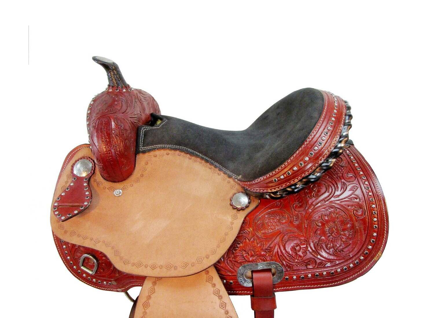 WESTERN HORSE SADDLE RIDDING LOVERS LEATHER TRAIL PLEASURE PREMIUM QUALITY BROWN COLOR SIZE 14
