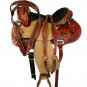 WESTERN HORSE SADDLE FINE ART WORK TOOLED LEATHER TRAIL PLEASURE PREMIUM QUALITY BROWN COLOR SIZE 14