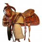 WESTERN HORSE SADDLE TOOLED EMBOSSED LEATHER TRAIL PLEASURE PREMIUM QUALITY BROWN COLOR SIZE 14