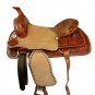 WESTERN HORSE SADDLE TOOLED EMBOSSED LEATHER TRAIL PLEASURE PREMIUM QUALITY BROWN COLOR SIZE 15