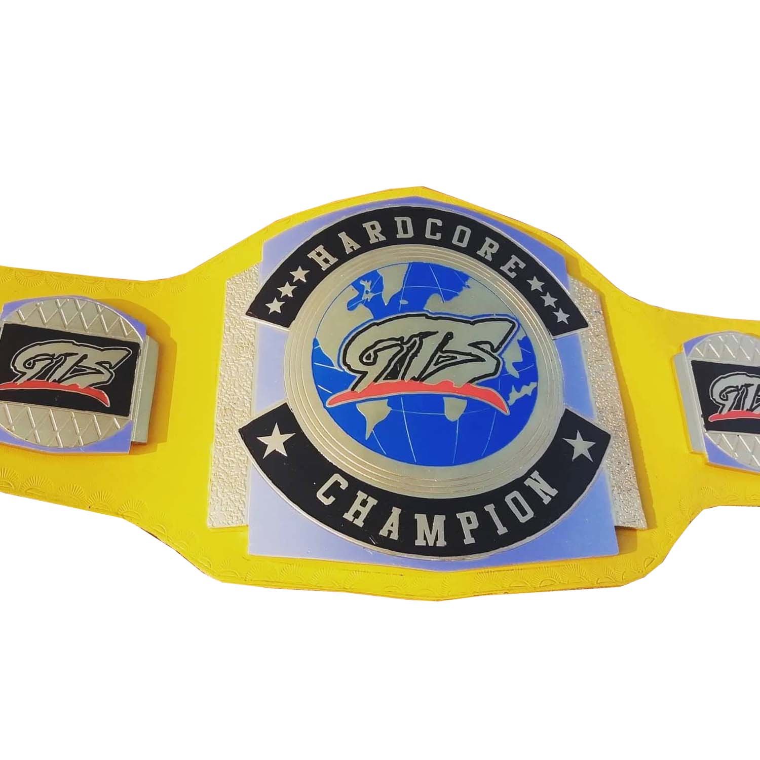 GTS HARDCORE WRESTLING CHAMPIONSHIP YELLOW LEATHER STRAP BELT ADULT SIZE