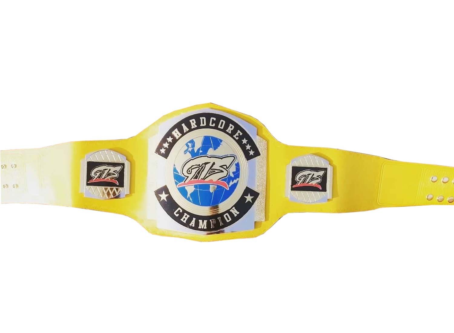 GTS HARDCORE WRESTLING CHAMPIONSHIP YELLOW LEATHER STRAP BELT ADULT SIZE