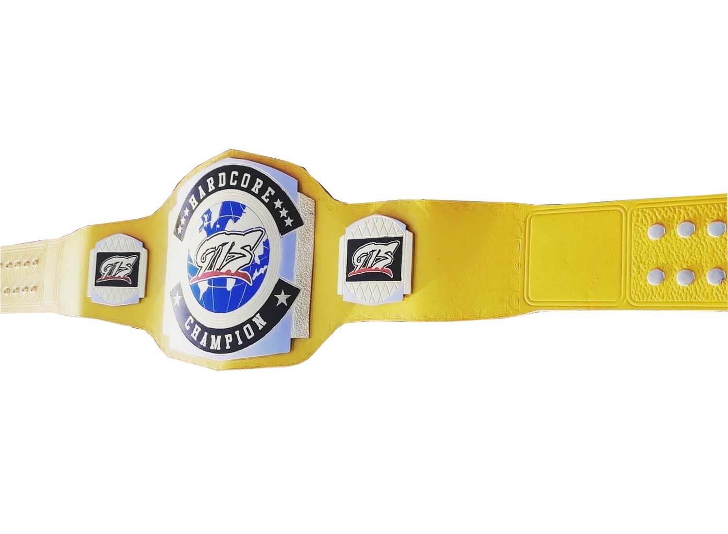 GTS HARDCORE WRESTLING CHAMPIONSHIP YELLOW LEATHER STRAP BELT ADULT SIZE