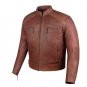 Men Heavy Duty Distress Brown Leather Motorcycle Cafe Racer Jacket Size 4XL