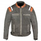 Men Motorcycle Classic Cruiser Street Distress Leather CE Armor Biker Jacket Size XL