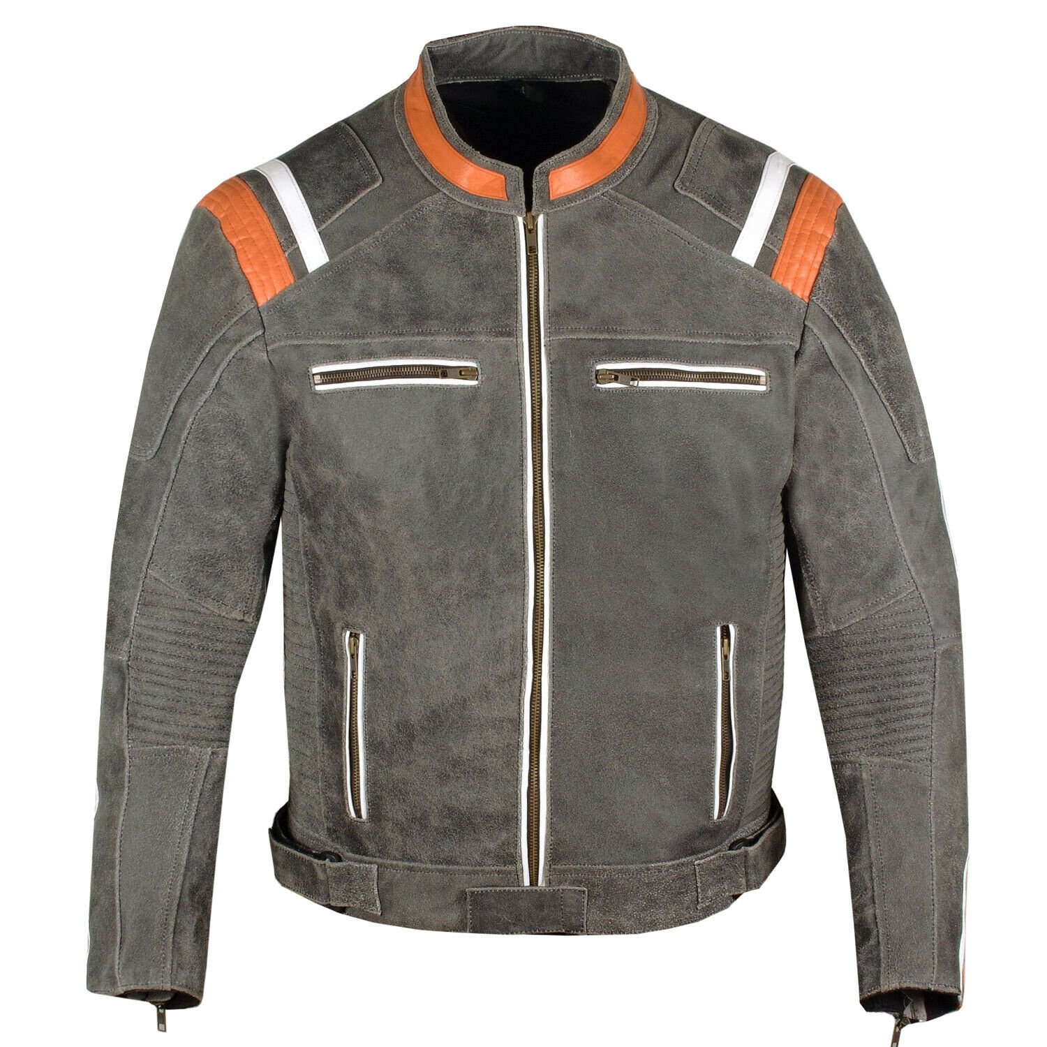 Men Motorcycle Classic Cruiser Street Distress Leather CE Armor Biker Jacket Size 6XL