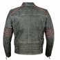 Men's Leather Jacket Motorcycle Vintage Cafe Racer Distressed Armor Biker Size XL