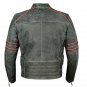 Men's Leather Jacket Motorcycle Vintage Cafe Racer Distressed Armor Biker Size 6XL