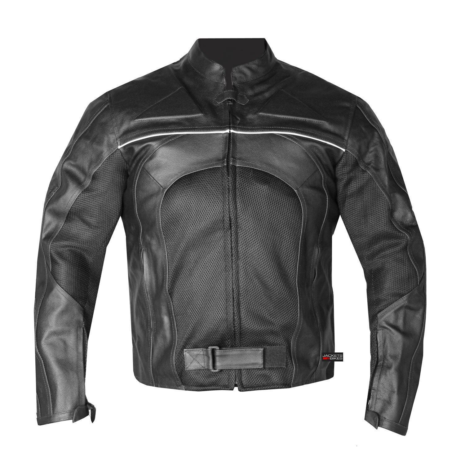 Men's Leather Jacket Motorcycle Mesh Panel Cafe Racer Distressed Armor ...