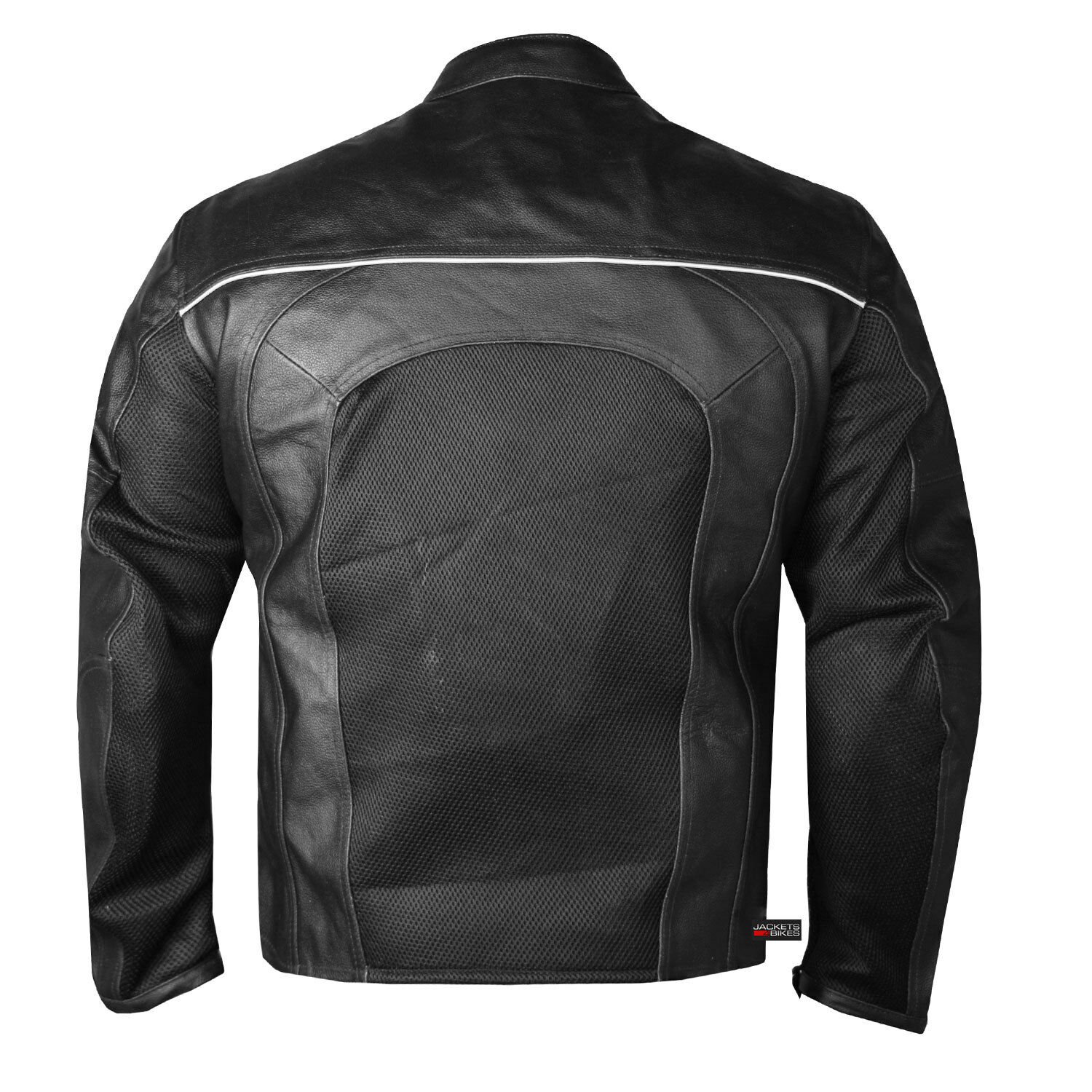 Men's Leather Jacket Motorcycle Mesh Panel Cafe Racer Distressed Armor ...