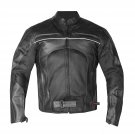 Men's Leather Jacket Motorcycle Mesh Panel Cafe Racer Distressed Armor Biker Size 5XL