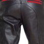 Men's Real Leather Biker Style Fashion Pant Stripes Front And Back Pockets