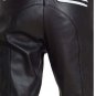 Men's Real Leather Biker Style Fashion Black Pant White Stripes Front And Back Pockets